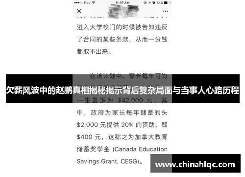 欠薪风波中的赵鹏真相揭秘揭示背后复杂局面与当事人心路历程